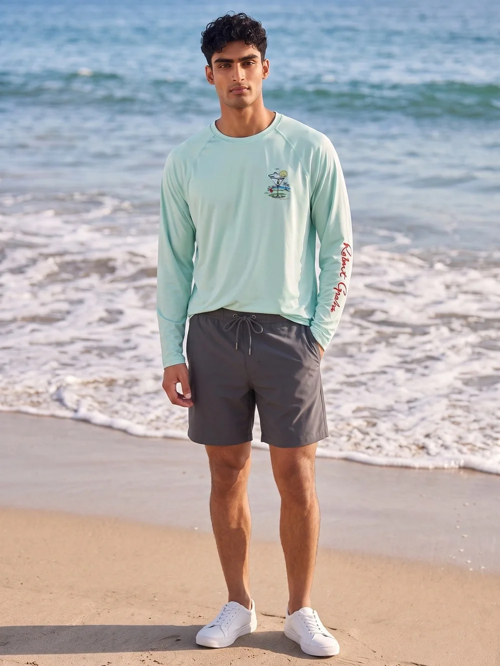 NWT New Robert Graham Long Sleeve Swim Rash Guard Shirt In Cabbage Size L
